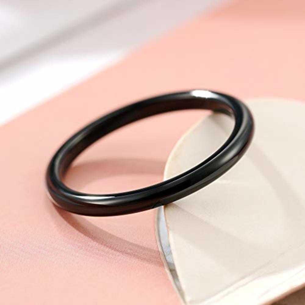 THREE KEYS JEWELRY Womens Tungsten Carbide Unisex Wedding Bands Rings In Black for Women 2mm Comfort Fit Vintage Size 7