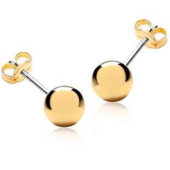 LIFETIME JEWELRY 6mm Stud Earrings 24k Gold Plated with Hypoallergenic Surgical Steel Posts - Safe for Sensitive Ears - Women or