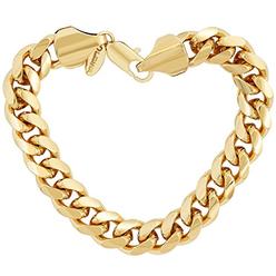 LIFETIME JEWELRY 11mm Cuban Link Chain Bracelet for Men & Women 24k Gold Plated, 9 Inches