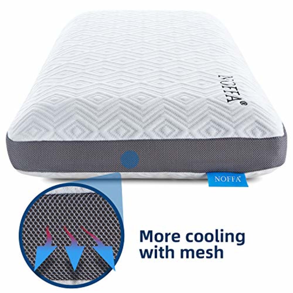 NOFFA Soft Memory Foam Bed Pillow, Orthopedic Sleeping Pillow Flat, Best for Side, Back and Stomach Sleepers, Neck Support Cervi