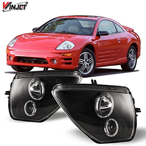 Winjet Compatible with [2000 2001 2002 2003 2004 2005 Mitsubishi Eclipse 3G] LED DRL Halo Projector Headlights