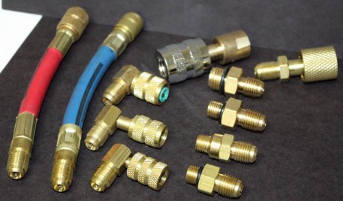 I_S Import FREON A/C AIR Conditioning Refrigeration Charging AC Manifold Adapter Hoses Set