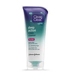 Clean & Clear Oil-Free Deep Action Cream Facial Cleanser with Salicylic Acid Acne Medication, Cooling Face Wash for Deep Pore Cl