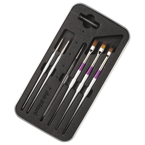 da Vinci Brushes Da Vinci Series 11080 Flexotip Acrylic and Nail Art Brush Set in Metal Case with Dotting Tool and Spare Brush Top