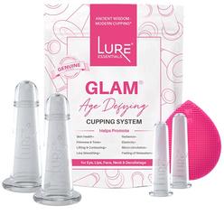 Lure Essentials GLAM Face Cupping Set Facial Set with Silicone Brush | Anti-Aging Face Lift Cupping Massage | FREE PDF Book for 