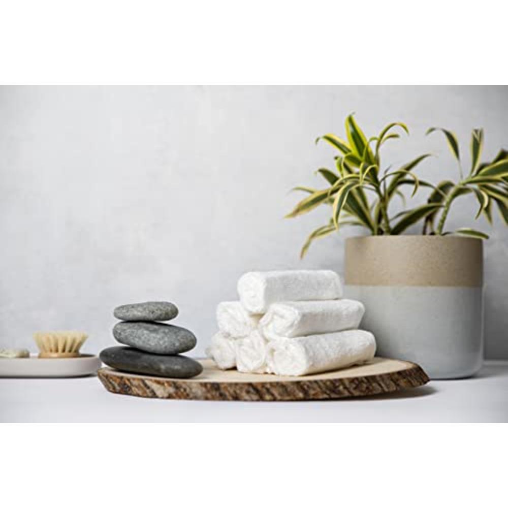 LoRan Luxury Bamboo Facial Washcloths, Set of 6, white, 10x10