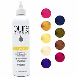 Pure Blends Lemon Hydrating Color Depositing Shampoo - Infused with Keratin & Collagen to Repair Dry & Damaged Hair - Eliminates
