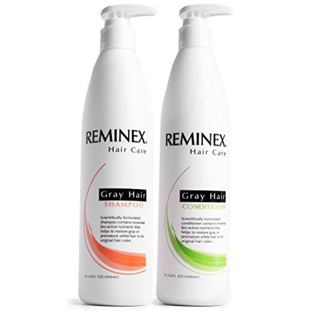 Reminex Anti Grey Hair Shampoo And Conditioner - Color Restore Set To Prevent Gray Hairs and Overall Aging of Hair - Hydrates an