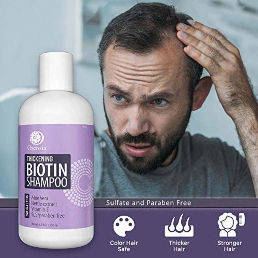 Osensia Thickening Biotin Shampoo for Hair Growth - Sulfate and Paraben  Free Shampoo - Aloe Vera, Color Safe,