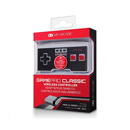 My Arcade GamePad Classic - Wireless Game Controller - Compatible with Nintendo NES Classic Edition, Wii, Wii U - Adapter Includ