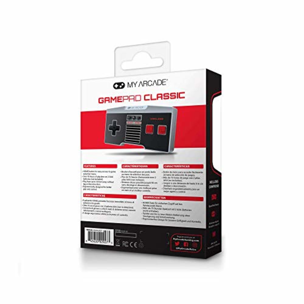 My Arcade GamePad Classic - Wireless Game Controller - Compatible with Nintendo NES Classic Edition, Wii, Wii U - Adapter Includ