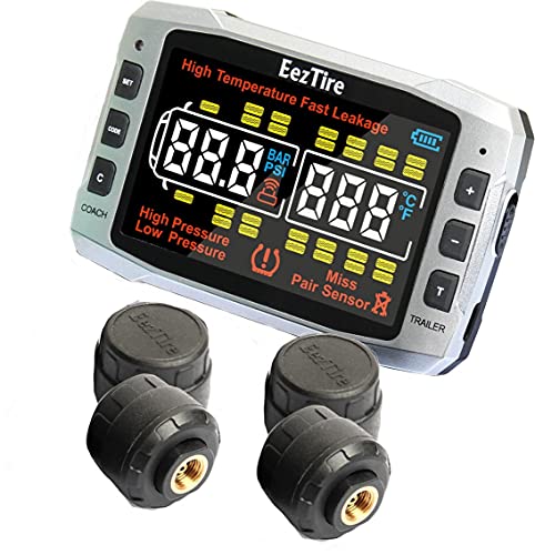 EEZ RV PRODUCTS EEZTire-TPMS Real Time/24x7 Tire Pressure Monitoring System (TPMS4) - 4 Anti-Theft Sensors, incl. 3-Year Warranty