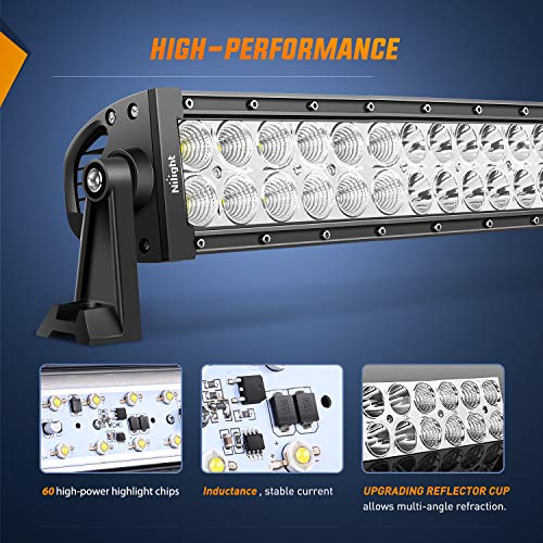 Nilight - 70004C-A LED Light Bar 32 Inch 180W Spot Flood Combo LED Driving Lamp Off Road Lights LED Work Light Boat Jeep Lamp,2 
