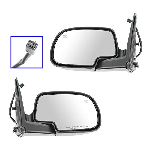 Am Autoparts Side View Power Heated Mirrors Black Textured Pair Set for Chevy GMC