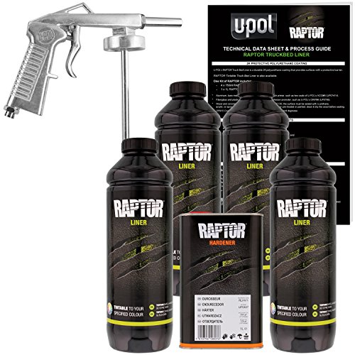 U-POL Raptor Tintable Urethane Spray-On Truck Bed Liner Kit with Spray Gun, 4 Liters