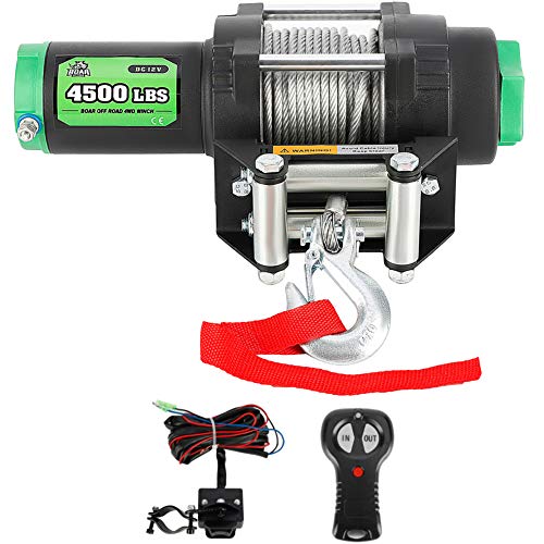 OFF ROAD BOAR 4500-lb. Load Capacity Electric Winch Kit, 12V Steel Cable Winch with Hawse Fairlead, Waterproof IP67 Towing Winch