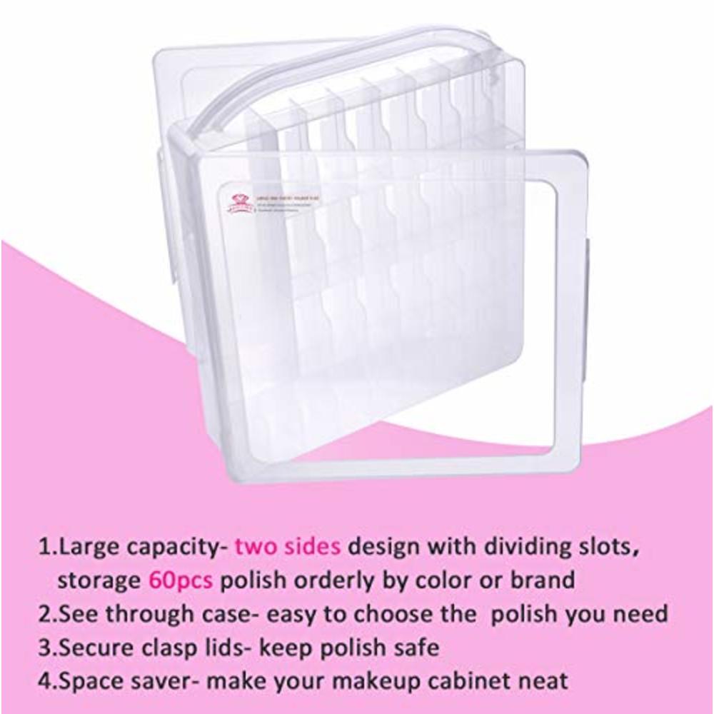 Makartt Large Gel Nail Polish Organizer Poly Nail Extension Gel Nail Tools Holder for 60 bottles- with Large Separate Compartmen