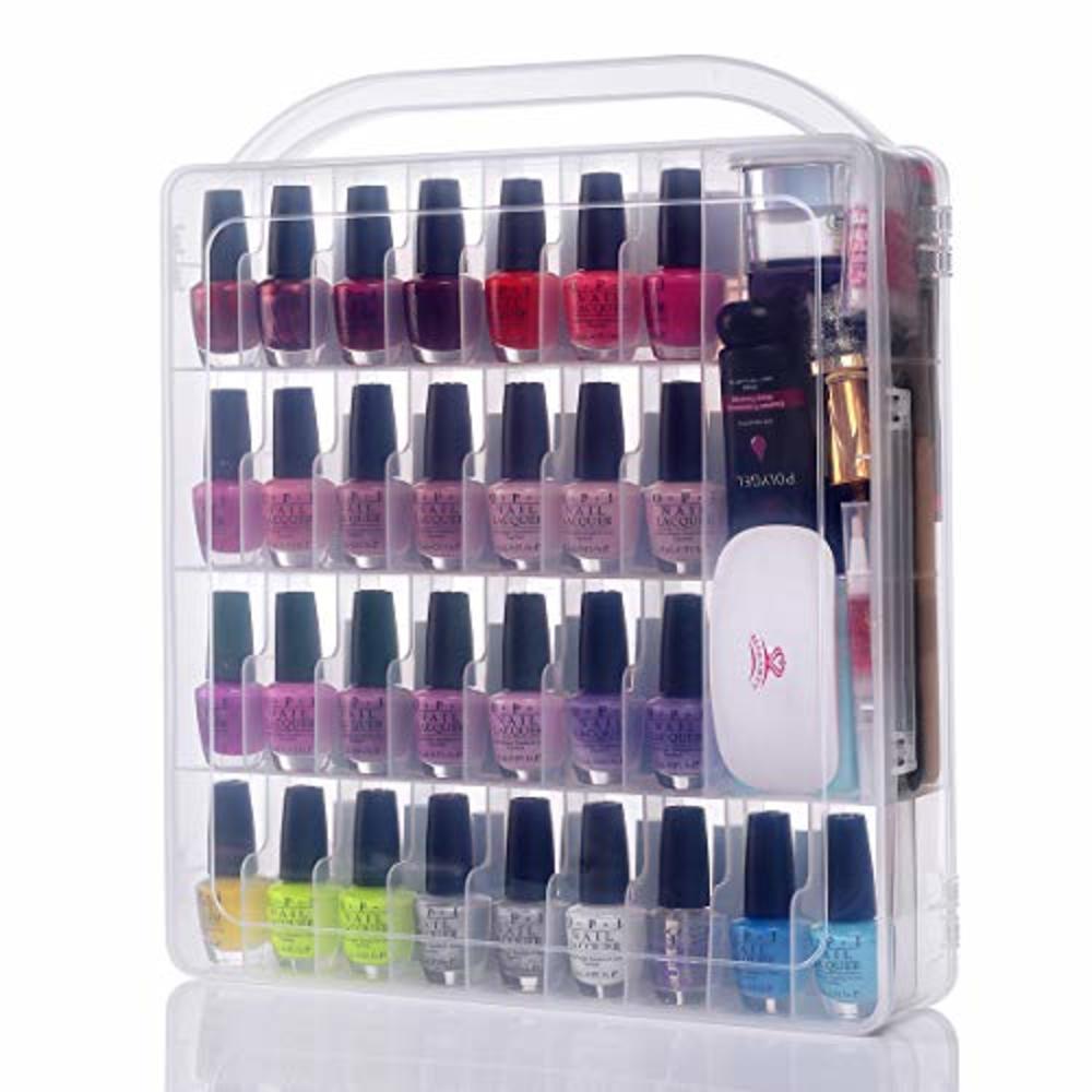 Makartt Large Gel Nail Polish Organizer Poly Nail Extension Gel Nail Tools Holder for 60 bottles- with Large Separate Compartmen