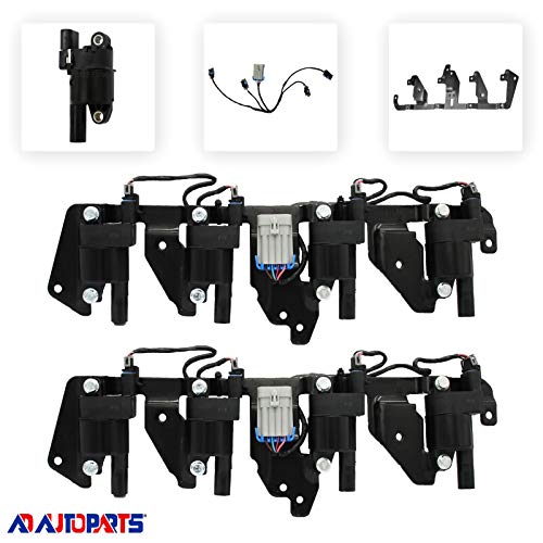 AD Auto Parts Ignition Coil Bracket Assembly For LS1, LS2, LS7 Engines (8 Delphi Coils + 2 OEM Brackets + 2 OEM Harness)