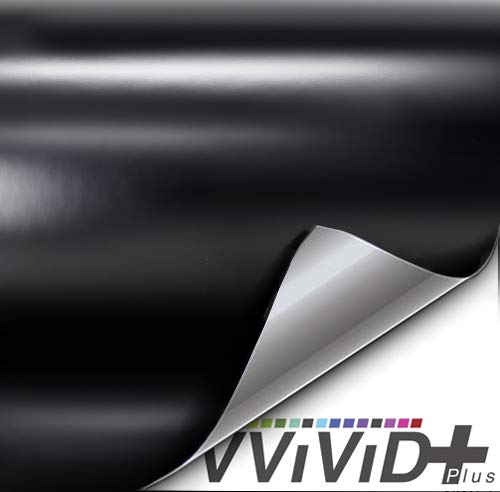 VViViD+ Satin Black Premium Adhesive Vinyl Wrap Film (1.5ft x 5ft)