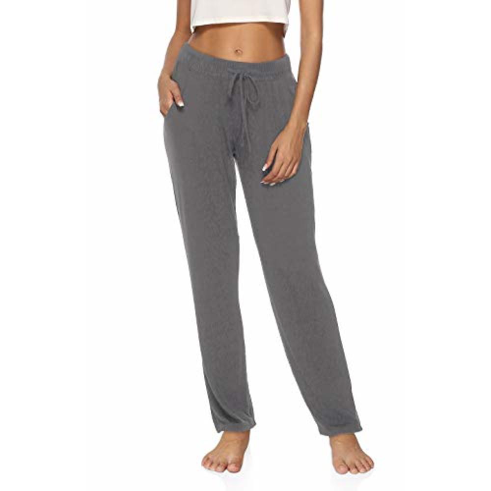 dibaolong DIBAOLONG Womens Yoga Pants Wide Leg Comfy Drawstring Loose  Straight Lounge Running Workout Legging Dark Gray XL