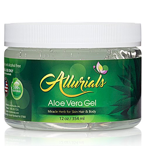 Allurials All Natural Aloe Vera Gel, Clinically tested & Dermatologist approved 100% pure Organic Gel, Hydrates & Heals Dry, Itchy & Damag
