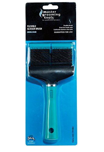 Master Grooming Tools Double-Sided Hard Flexible Slicker Brushes ? Versatile Brushes for Grooming Dogs - Green, 8"L x 4"W