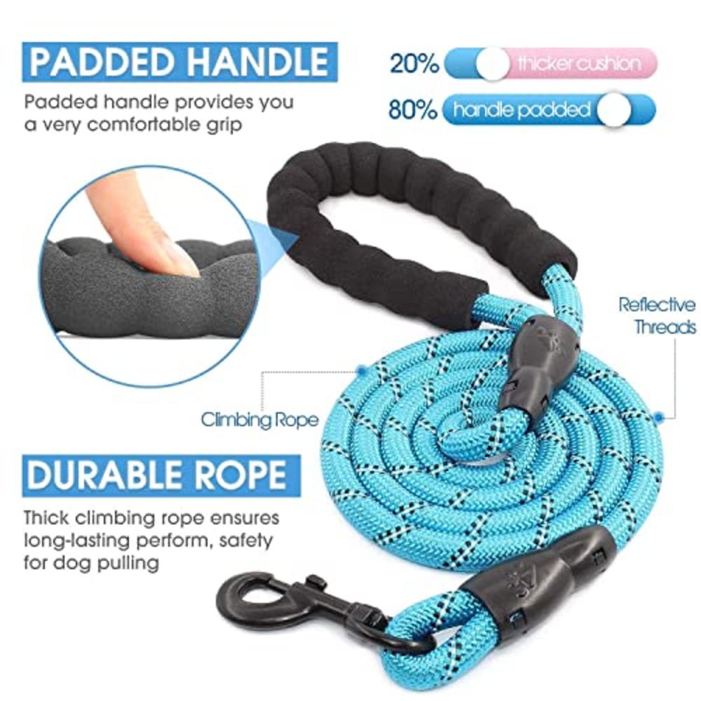 BAAPET 2/4/5/6 FT Strong Dog Leash with Comfortable Padded Handle and Highly Reflective Threads for Small Medium and Large Dogs 