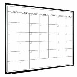 JILoffice Dry Erase Calendar Whiteboard - Magnetic White Board Calendar Monthly 48 X 36 Inch, Black Aluminum Frame Wall Mounted 
