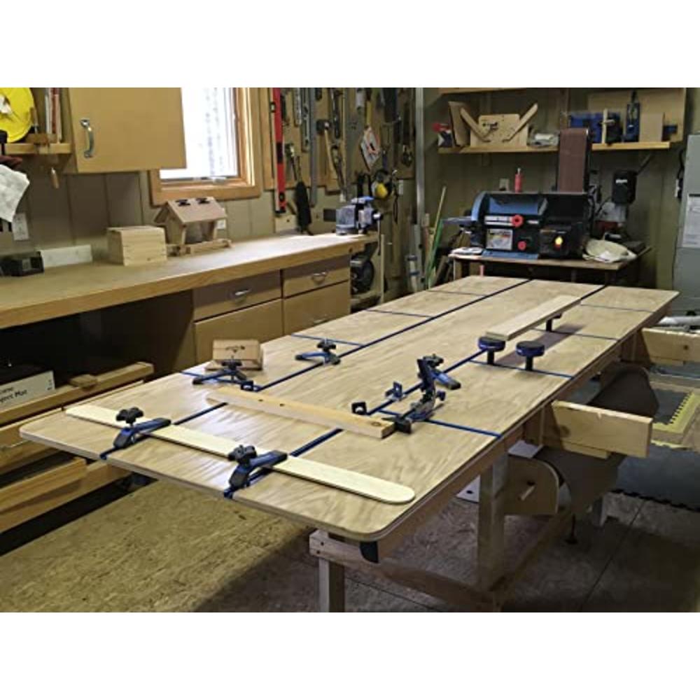 Rockler Clamps & T Tracks Woodworking Kit (48”) – Aluminum T-Track Hold Down Clamps – T-Track for Woodworking Hold Down Kit w/ H