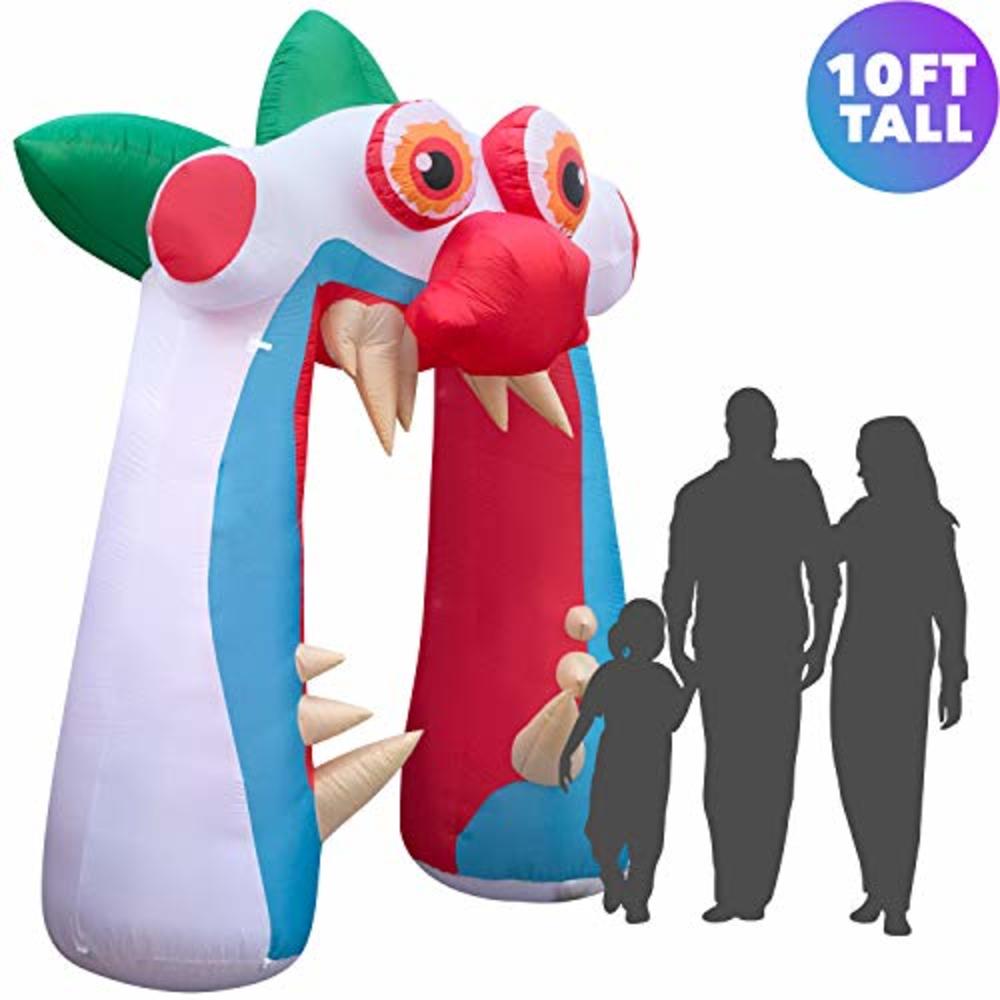 Holidayana 10 ft Halloween Inflatable Clown Arch Yard Decoration - Clown Arch Inflatable Decoration with LED Lights, Built-in Fa