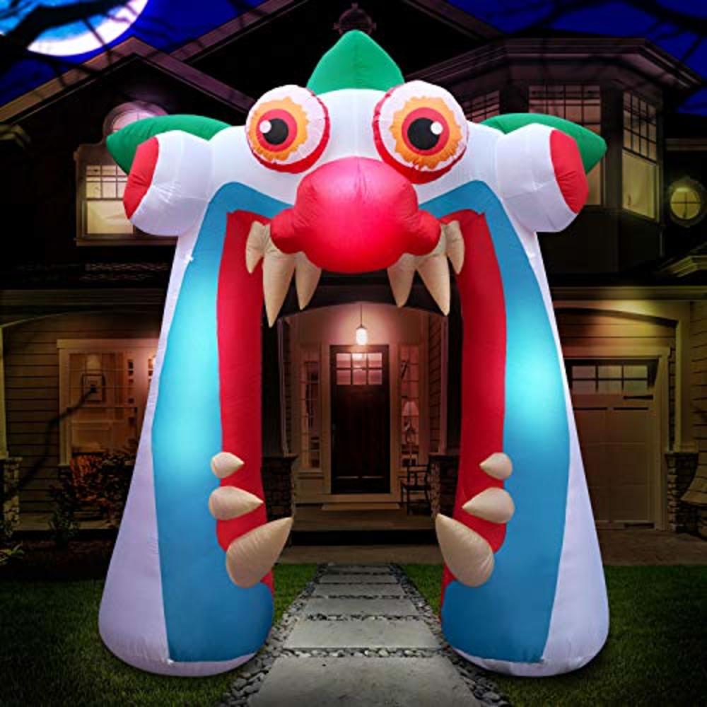 Holidayana 10 ft Halloween Inflatable Clown Arch Yard Decoration - Clown Arch Inflatable Decoration with LED Lights, Built-in Fa