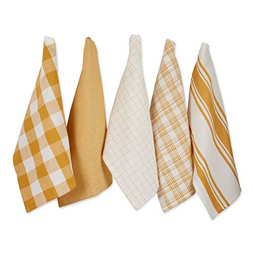 DII Midwest Design Imports Design Imports CAMZ12336 18 x 28 in. Assorted Honey Gold Everyday Dishtowel - Set of 5