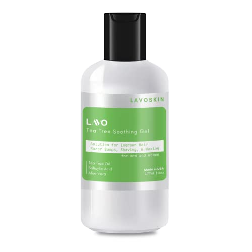 LAVO Tea Tree Gel w/Salicylic Acid - BEST Ingrown Hair Treatment - Razor Bump and Burn Remover - Bikini Lines & Acne - Use After