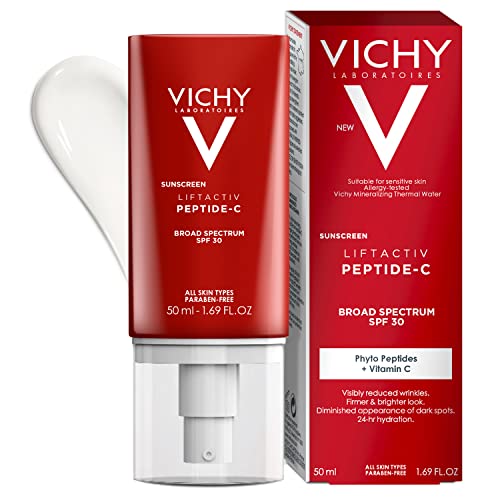Vichy LiftActiv Sunscreen Peptide-C Face Moisturizer with SPF 30, Anti Aging Face Cream with Peptides & Vitamin C to Brighten & 