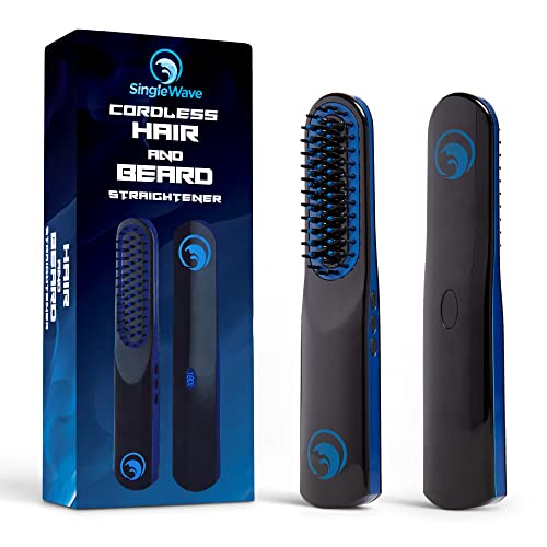 SingleWave Beard Straightener, Cordless Beard and Hair Straightening Comb, Rechargeable, Portable, and Durable. Trendy and Sleek Design, Be