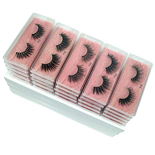 JIEFUXIN 3D Mink Lashes Wholesale 10/20/30/50/100 Pairs Faux Mink Eyelashes Natural False Eyelashes Pack Makeup Fake Lashes In Bulk (Mix