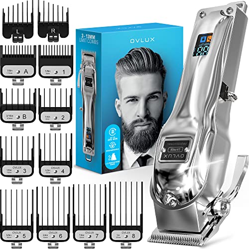 OVLUX [Newest 2022] Hair Clippers for Men - Professional Cordless Rechargeable Clippers for Hair Cutting, Full Metal Beard Trimmer, Ba