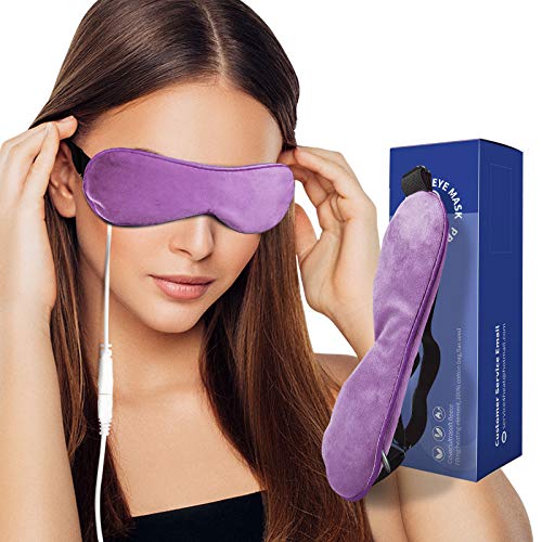 CHEROO Heated Eye Mask Lavender Scented, Weighted Eye Compress with Natural Flaxseed & Adjustable Strap, Moist Heat for Men Women Dry E