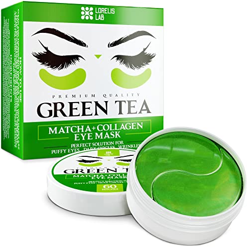 Lorelis Lab Under Eye Mask for Puffy Eyes, Dark Circles, Eye Bags, Puffiness, Wrinkles with Collagen - Hydrating Under Eye Patches - Green T