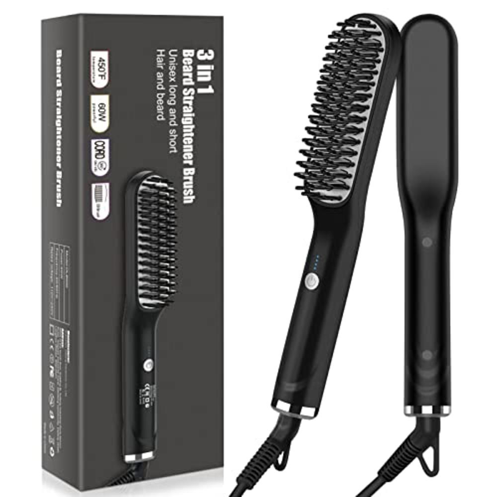 EDIFERXCJC Beard Straightener Brush for Men: 3 in 1 Electric Ionic Hot  Mustache Comb Tame Grooming Wild Portable Blow Dryer Styl