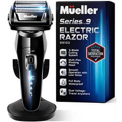 mueller home Mueller Electric Razor for Men, 5-Element Cutting System, Wet/Dry, Rechargeable, Precision Trimmer, LED, 40,000 Cross-Cutting Ac