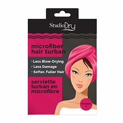 STUDIO DRY Super Absorbent Hair Towel Turban Wrap, Pink/Black