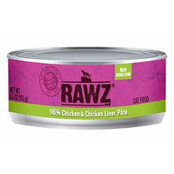 Rawz 96 percent ChicKen and ChicKen Liver Pate Canned Food for Cats 18/3 oz Cans (ChicKen & ChicKen Liver Pate, 3 Ounce)