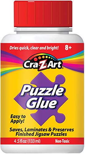 LPF Jigsaw Puzzle Glue with Applicator - Saves, Laminates and Preserves Finished Jigsaw Puzzles - Easy to Apply, Dries Quick, Clear 