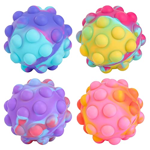 Genuvi Pop Ball It Fidget Toys 4 PCS, 3D Squeeze Pop Ball Its Fidget Toy Bath Toys Anti-Pressure Popper Sensory Toys Stress Balls for K