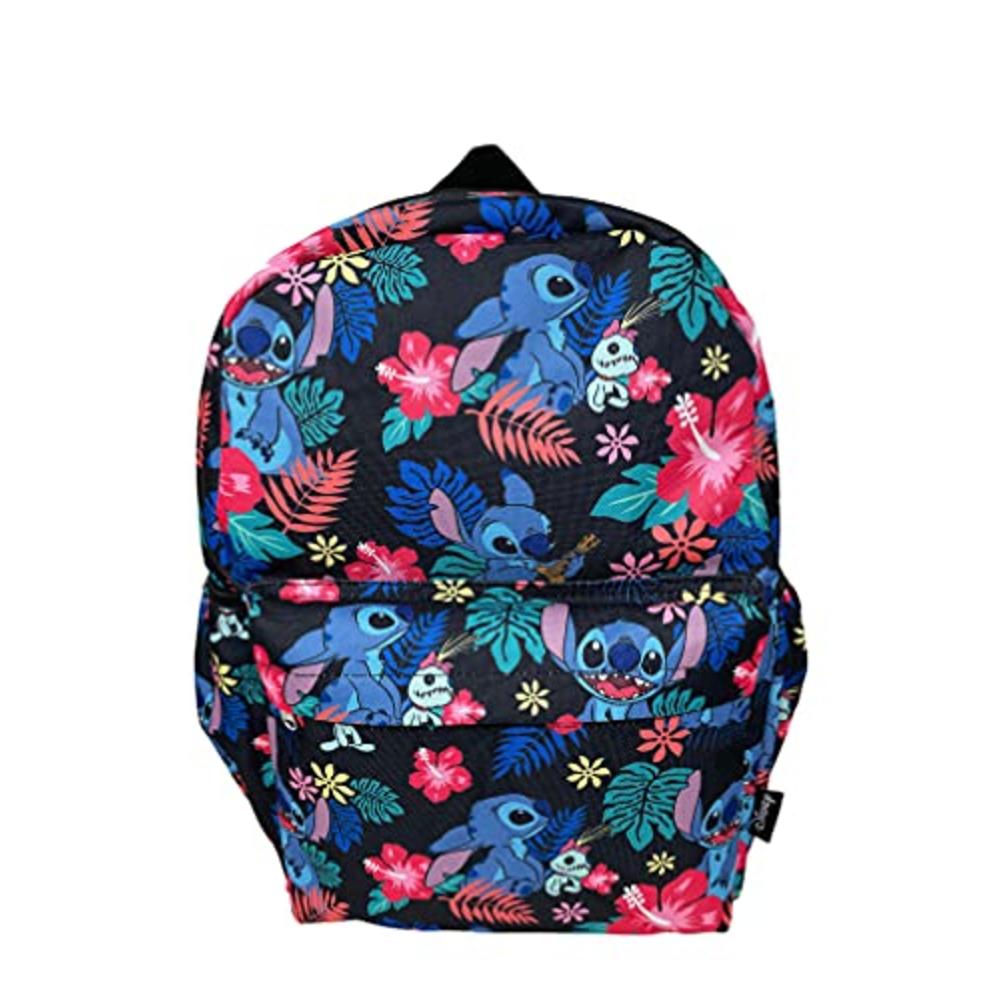 Lilo & Stitch Disney Lilo and Stitch Allover Print Black 16 inch Girls Large School Backpack-black