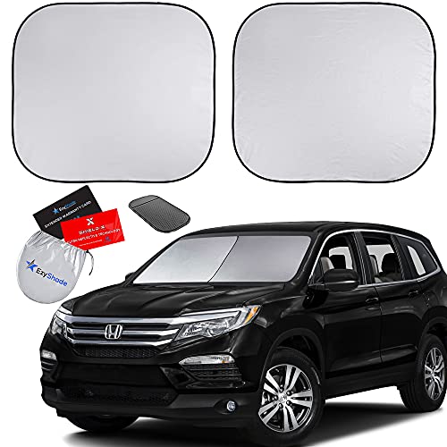 EzyShade Windshield Sun Shade with Shield-X Reflective Technology. See Size-Chart with Your Vehicle. Foldable 2-Piece Car Sunsha