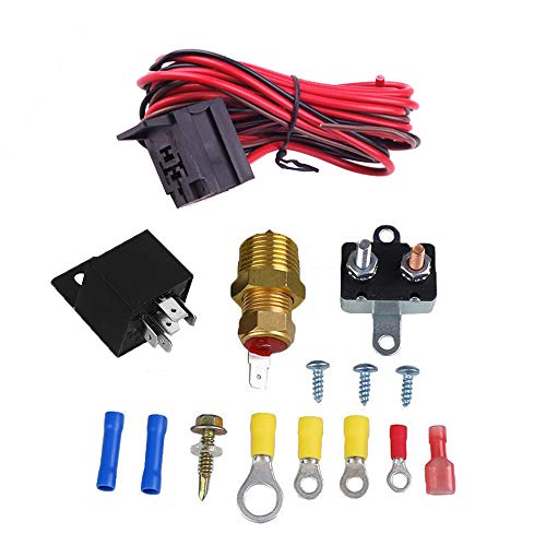 FAERSI 185-200 Degree Electric Cooling Fan Thermostat Kit Temperature Sensor Temperature Switch 50 60 AMP Relay Kit