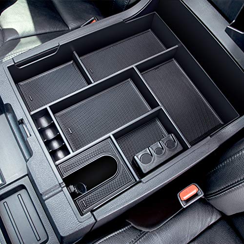 JDMCAR Center Console Organizer Compatible with 2014-2019 2020 2021 Toyota Tundra Accessories, Insert ABS Black Materials Tray, 